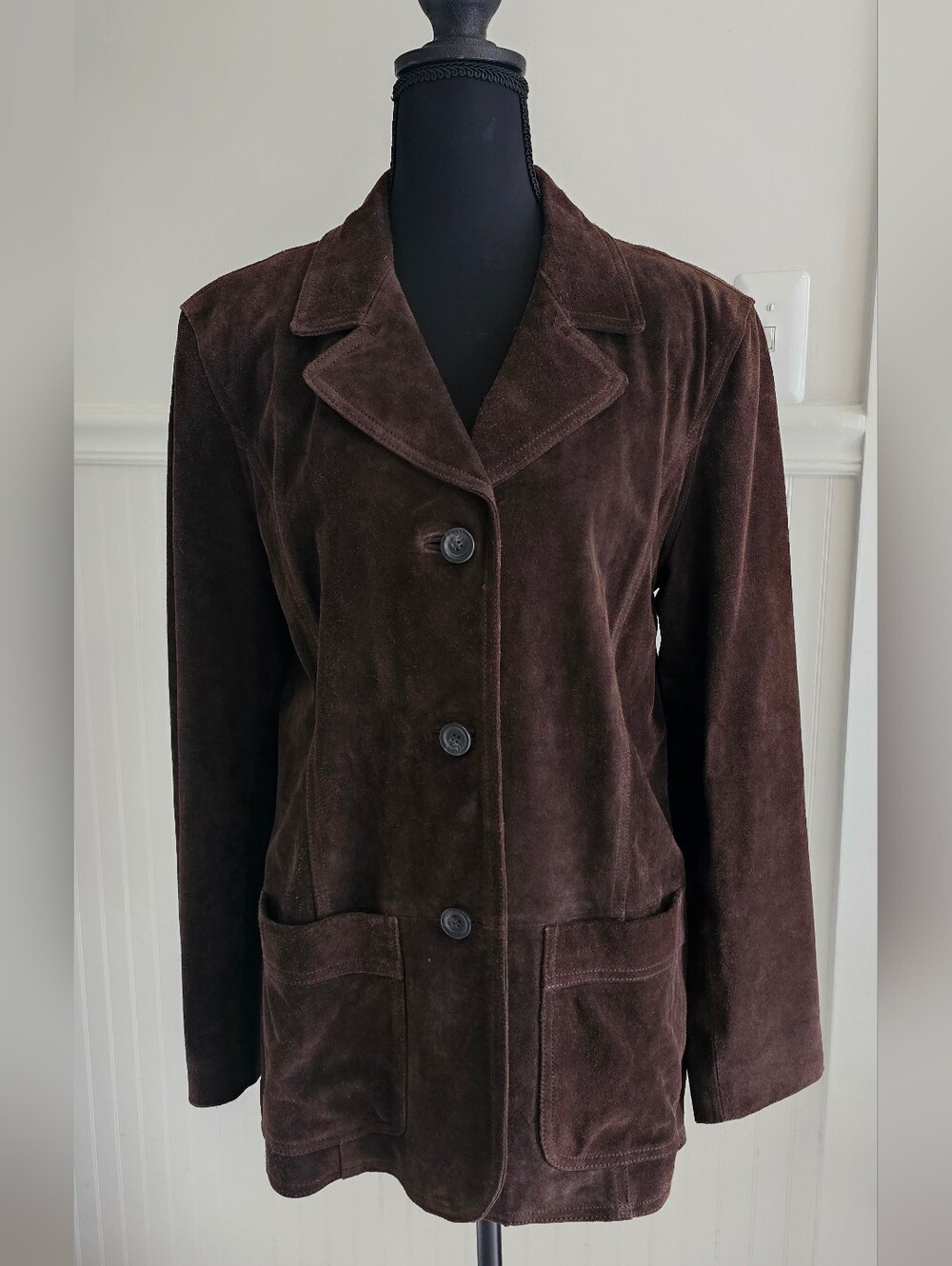 GAP Dark Brown Vintage 90's Suede Button-Front Jacket L